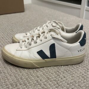 Veja White and Blue Campo Sneakers
